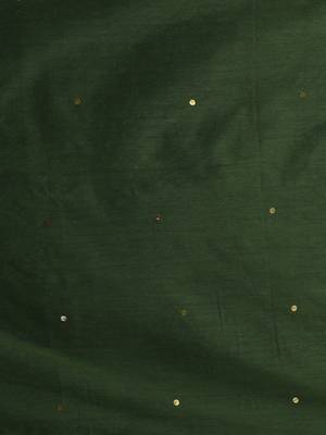 Elegant green cotton saree with sequin embellishments and pom pom 4