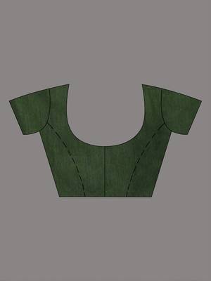 Elegant green cotton saree with sequin embellishments and pom pom 5