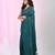 Elegant teal cotton saree with sequin embellishments and pom pom