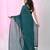 Elegant teal cotton saree with sequin embellishments and pom pom