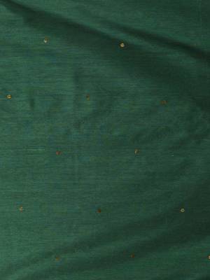 Elegant green cotton saree with sequin embellishments and pom pom 4