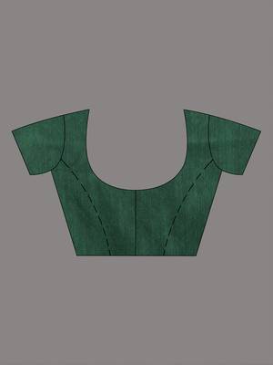 Elegant green cotton saree with sequin embellishments and pom pom 5