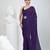 Elegant purple cotton saree with sequin embellishments and pom pom