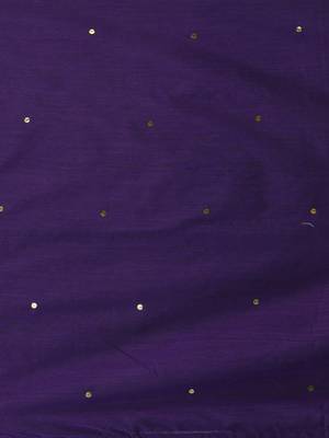 Elegant purple cotton saree with sequin embellishments and pom pom 4