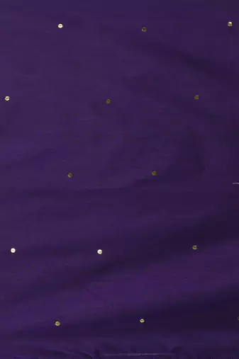 Elegant purple cotton saree with sequin embellishments and pom pom