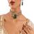 Gold plated green stone choker necklace set