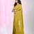 Elegant corn yellow cotton saree with sequin embellishments and pom pom