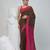 Elegant brown and pink cotton saree with pom pom and sequins