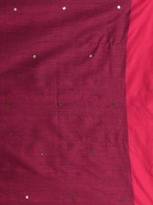 Elegant brown and pink cotton saree with pom pom and sequins 4