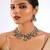 Gold plated green stone choker necklace set