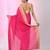 Elegant pink cotton saree with geometric border and pom pom