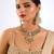 Gold plated green stone layered necklace set