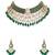 Gold plated green stone choker necklace set