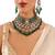 Gold plated green stone choker necklace set