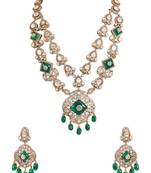 Gold plated green stone necklace set