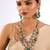 Gold plated green stone necklace set