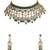Gold plated green stone choker necklace set
