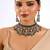 Gold plated green stone choker necklace set