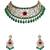 Gold plated green stone necklace set