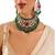 Gold plated green stone necklace set