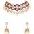 Gold plated pink stone pearl choker set