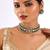 Gold plated green stone choker necklace set