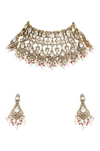 Gold plated pearl necklace set