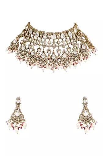 Gold plated pearl necklace set