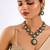 Gold plated green stone necklace set