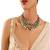 Gold plated green stone choker necklace set