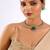 Gold plated green stone choker necklace set
