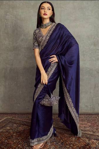 New exclusive designer sequins saree With Blouse Set For Women's