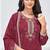 Maroon vichitra silk embroidered plazzo suit