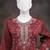 Maroon vichitra silk embroidered plazzo suit