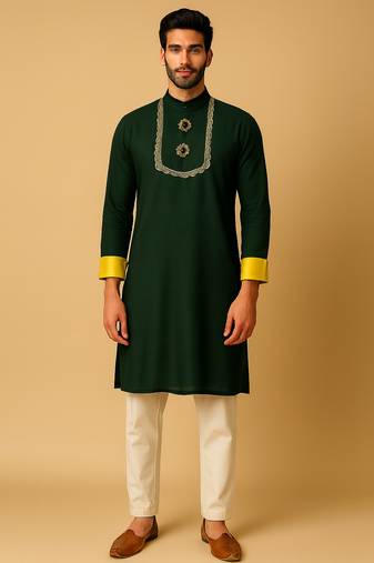 Navratr green rayon navratri kurta set for mens