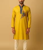 Navratri yellow rayon kurta set for mens