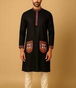 Navratri black rayon kurta set for mens