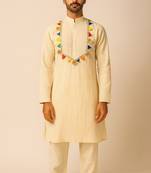 Navratri cream jute cotton set for mens