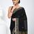 Black cotton saree with beige border and traditional woven pallu