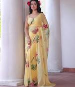 Yellow Color Soft Tebby Silk Women's Saree With Blouse Set