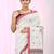 Elegant ecru cotton saree with red and green diamond motifs