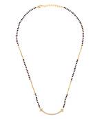 Traditional trendy stylish cz studded gold plated black beaded adjustable chain mangalsutra for women