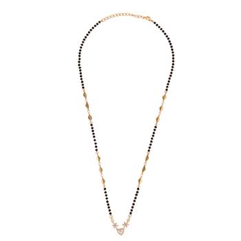 Traditional modern flower and heart shape gold plated black beaded adjustable chain mangalsutra for women 4