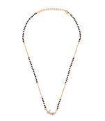 Traditional splendid flower design gold plated black beaded adjustable chain mangalsutra for women