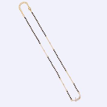 Traditional splendid flower design gold plated black beaded adjustable chain mangalsutra for women 2