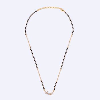 Traditional splendid flower design gold plated black beaded adjustable chain mangalsutra for women 4