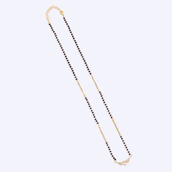 Traditional eye-catchy leaf and heart shape gold plated black beaded adjustable chain mangalsutra for women 2