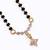 Traditional lovely cz studded flower design gold plated black beaded adjustable chain mangalsutra for women