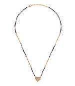 Traditional incredible heart shape gold plated black beaded adjustable chain mangalsutra for women