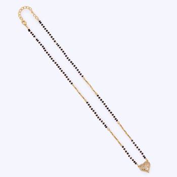 Traditional incredible heart shape gold plated black beaded adjustable chain mangalsutra for women 2